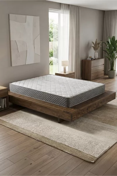 سرير بالكامل من الخيزران الأرثوپيدي بمراتب نابضة ذهبي ستار