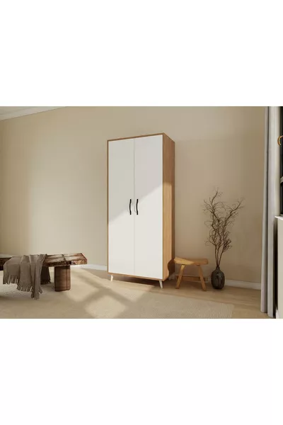 خزانة ملابس أسبندوس ببابين / م. كيراز لون أبيض