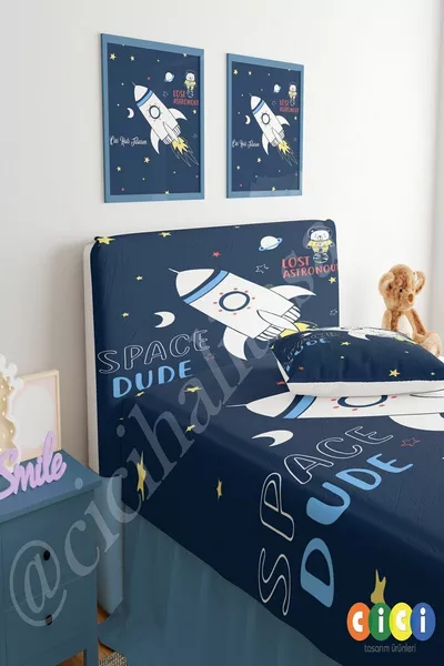 Bed Base Headboard Cover Space Teddy Bear