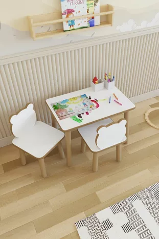 Table pour enfants effaçable à sec - table d'activité - ensemble de bureau pour enfants avec 2 chaises