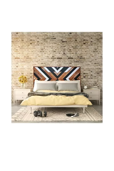 رأس سرير مزدوج مصنوعة يدوياً من الخشب العرقي