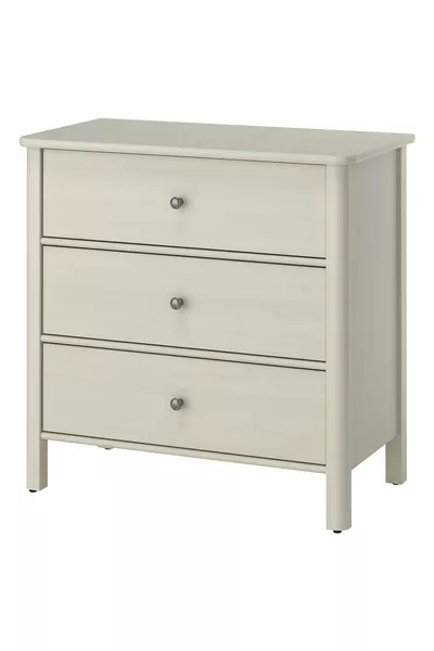 خزانة بأدراج ثلاث، مطلية باللون الرمادي الفاتح-البيج، سم