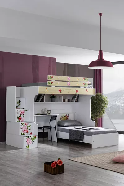 سرير بطابقين، سرير ميرا بطابقين مع مكتب وسريرين مريحين