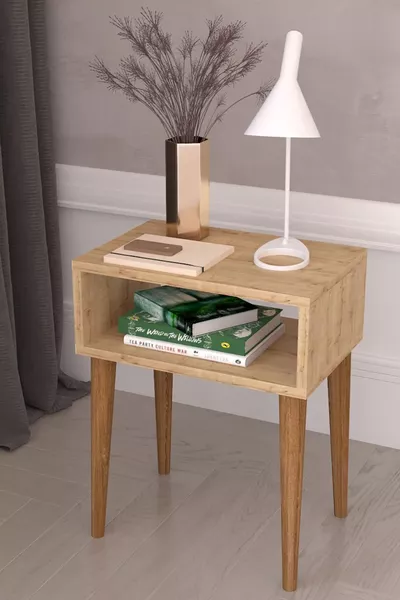 Neptün Retro Nachtkastje Bedtafel Multifunctionele Nesttafel Salontafel Eik