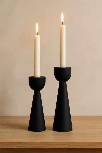 Комплект естествени дървени свещници ,5 см и  см, ръчна изработка, рустикален декоративен комплект от 2 модерни свещника