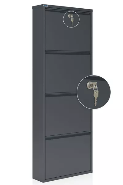 حامل أحذية معدني بأربعة أقسام مغلق - أنثراسيت