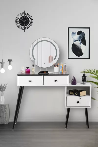 Vera Granit / Coiffeuse avec Miroir / Organisateur de Maquillage / Coiffeuse Éclairée / Miroir LED