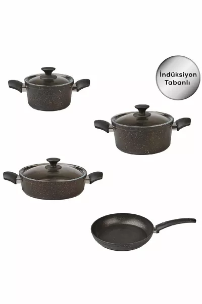 Набор кастрюль Biogranit Black Gold New с индукционным дном, 7 предметов