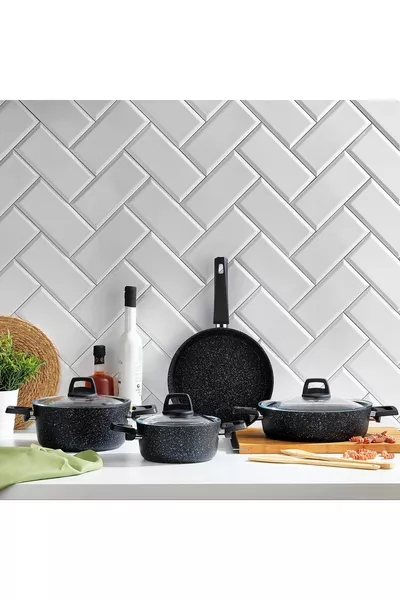 Rock Granite Cookware Set 7 Pieces - Black