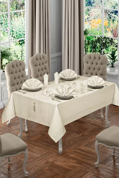 Luxury Colber Tablecloth Set for  People Colber (cream)