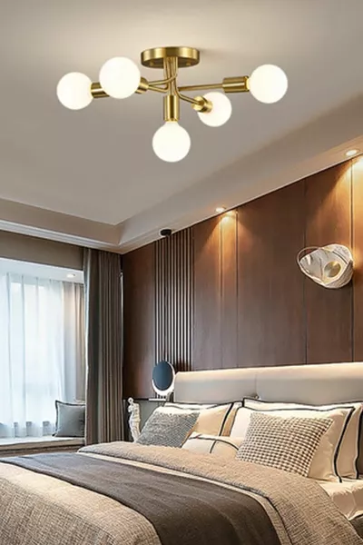 ثريا خماسية بدون زجاج بتصميم عصري وطراز متهالك اللون