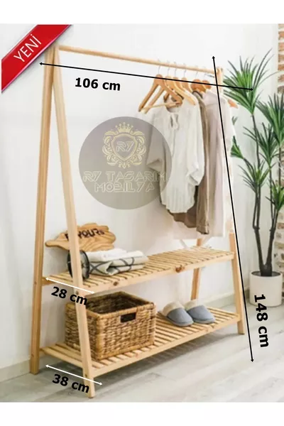 علاقة ملابس خشبية بأرجل للملابس والمعاطف وتخزين الملابس