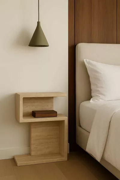 Travertine Patterned Nightstand, Side Table, Multi-Purpose Decorative Table, Scandinavian, Bohemian