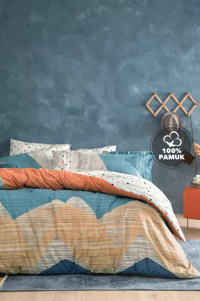 Aden Double Bed Ranforce Duvet Cover Set - Navy