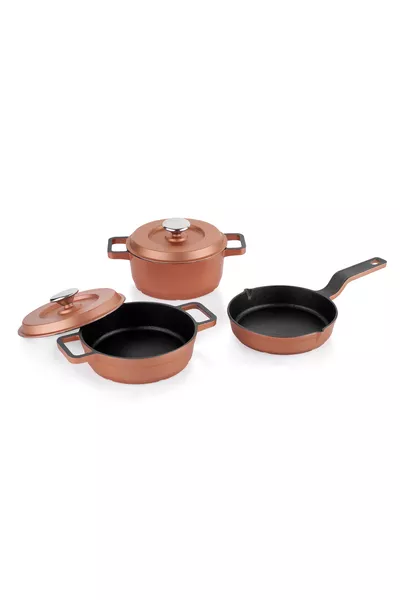 Retro Cast Mini Casserole Set 5-Piece - Rose Gold