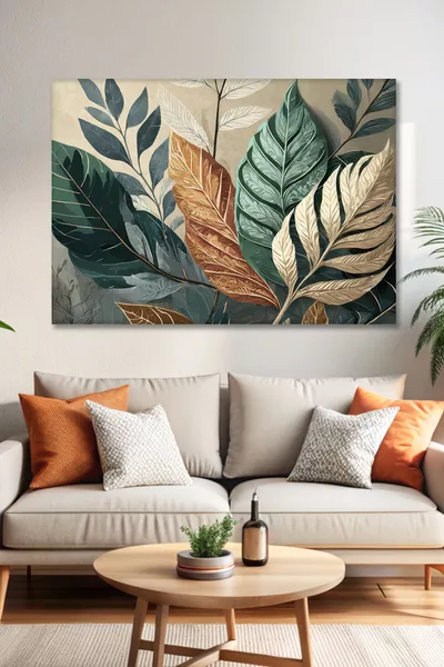 Големи листа платно картина - Модерна стенна картина - Платно картина - Стенно декориране - Стенно украшение