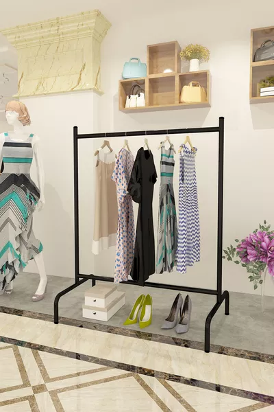 Freestanding Coat Rack Clothing Hanger Metal Clothing Rack Garment Hanger Stand - Black