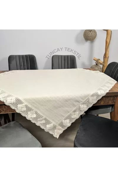 Кружевная льняная скатерть Buldan с тканью Monika для стола и бильярдного стола