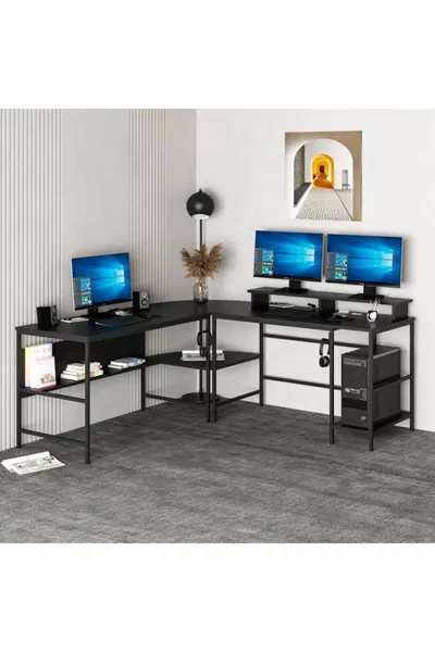 مكتب عمل زاوية غريتا L - أسود مطفي