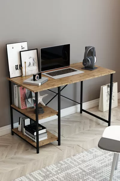 مكتب عمل ذو رفين  كمبيوتر للمكتب أو الدراسة بجوز