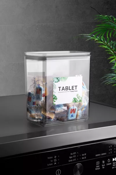 Dekorative rechteckige 2,6-Liter-Tabletten-Aufbewahrungsbox mit Vakuumdeckel