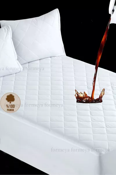 Стеганный защищающий матрас чехол на резинке, полностью водонепроницаемый, % хлопок, односпальный/двуспальный/евробатал,  размеров