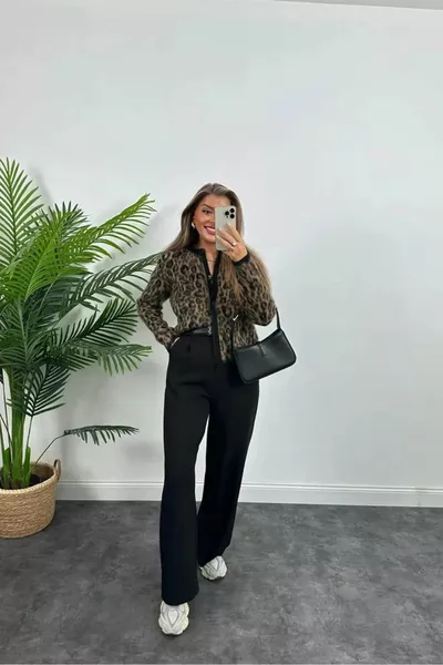 Leopard Print Cardigan Soft Knitwear Buttoned