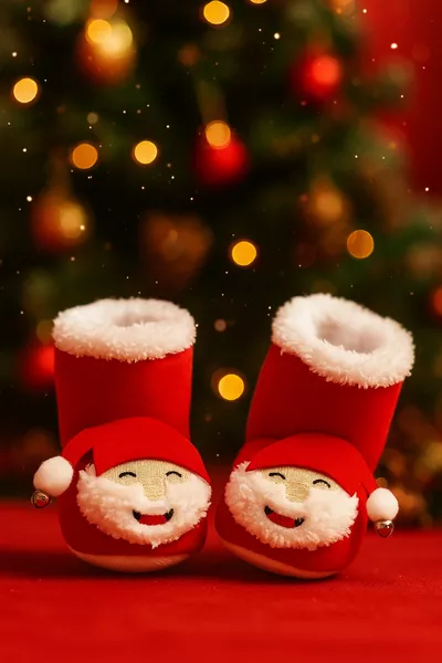 Santa Claus Christmas-Themed Non-Slip Rattle Red Baby Slippers