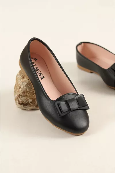 Mädchen Schuhe Ballerinas Schwarz mit Schleifendetail