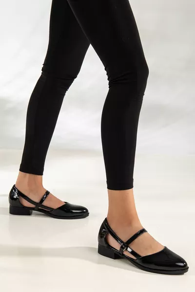 Mary Kurzschaft Absatzschuhe Lack Schwarz