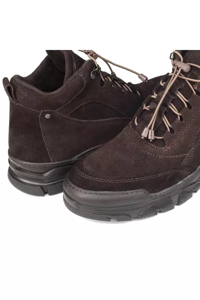 Army Genuine Leather Lace-Up Suede Boots with Non-Slip Sole, Brown