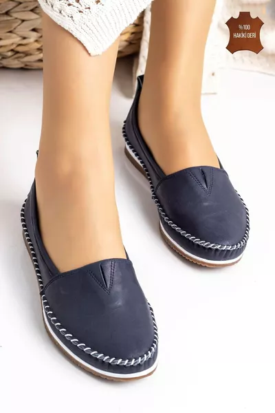 Barve (%) Настоящая кожа Удобные женские балетки - темно-синий