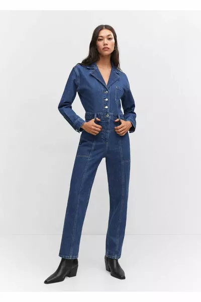 Combinaison en denim à col