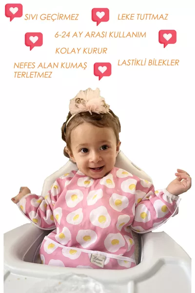 Grembiule impermeabile a maniche lunghe facile da pulire per attività e pappa / Grembiule per l'alimentazione del bambino  mesi