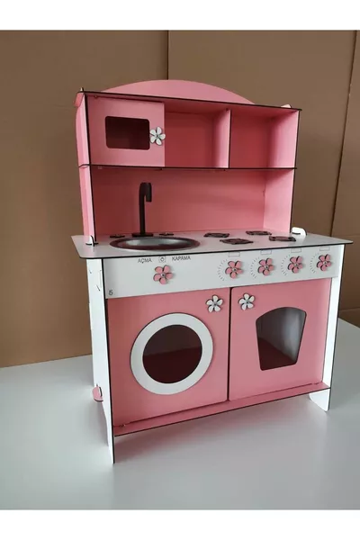 Wooden Toy Kitchen 3mm X Pink