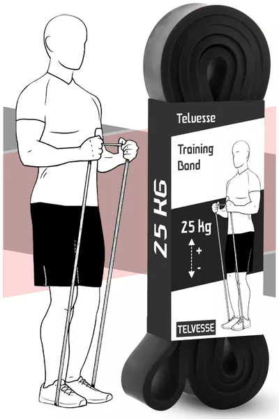  KG Direnç Bandı Kas Geliştirme Lastiği Fitness Pilates Cross Training Bant Siyah - Sert