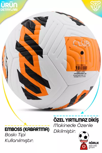 Originaler Fußball mit Pumpe als Geschenk, Hartplatz- und Kunstrasenfußball, Hybrid, Orange, Größe: 5