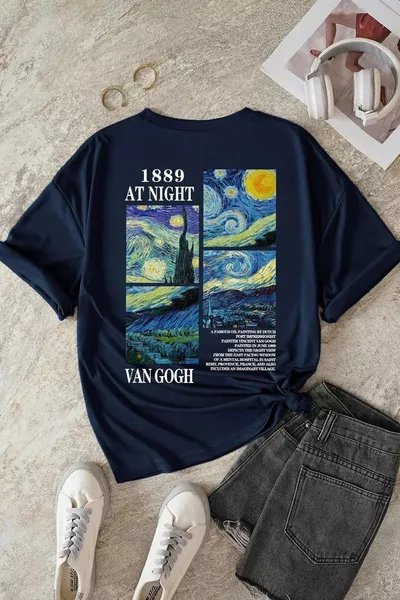T-shirt oversize unisex con stampa Van Gogh