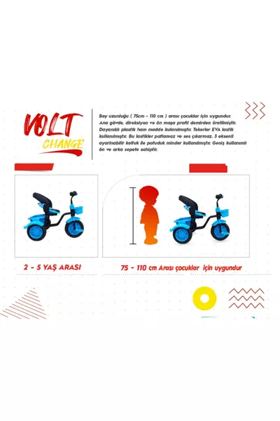 Volt 3-wielige Kinderfiets Eva-vulling, lekvrij, geruisloos