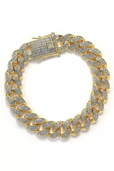 мм. см. Толстый мужской браслет из позолоченного сплава с камнями