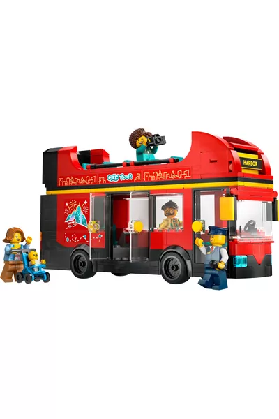 ® Autobus Turistico Rosso a Due Piani + Set Creativo di Giocattoli per Bambini (P)