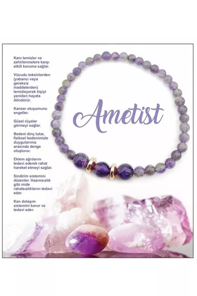 Certified Natural Stone Bracelet Amethyst 4mm