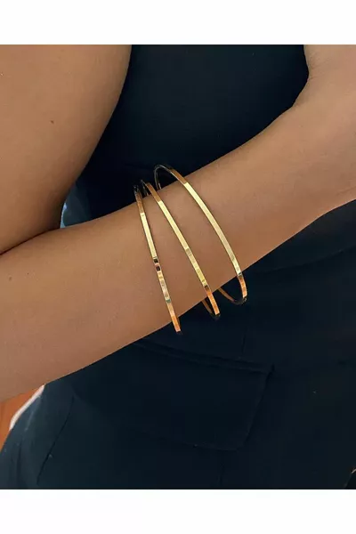 Triple Ajda Bracelet with 2-Year Warranty, Stainless Steel with K Gold Plating