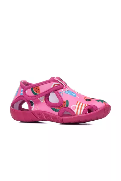 Daily Unisex Kids Aqua Fuchsia Sandals with Flexible Non-Slip Sole, Velcro, Summer Beach Preschool Shoes 