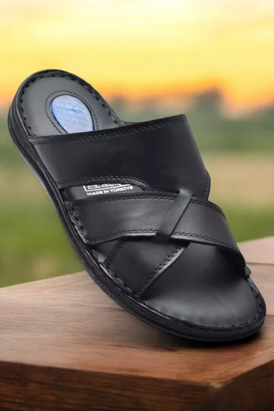 شبشب رجالي جل قاعدة  كامل تقويم العظام يومي من الجلد الطبيعي داخله وخارجه من الجلد الطبيعي