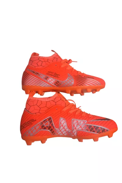 حذاء كرة قدم للأطفال بكاحل وجوارب أصفر-أبيض-برتقالي