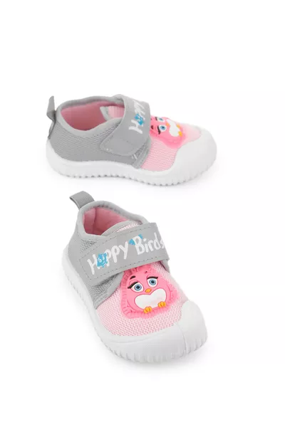 Summer Linen Baby Girl Happy Birds Velcro Adjustable Shoes