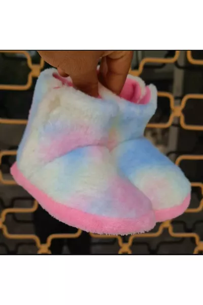 Kız çocuk panduf Hologram desenli  cırtlı Kaydırmaz Taban Anaokulu Kreş Ev Ayakkabısı