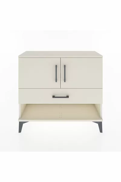 خزانة أرجيس مع رفين، ودُرج مفرد، وبابين، بلون حجر القمر