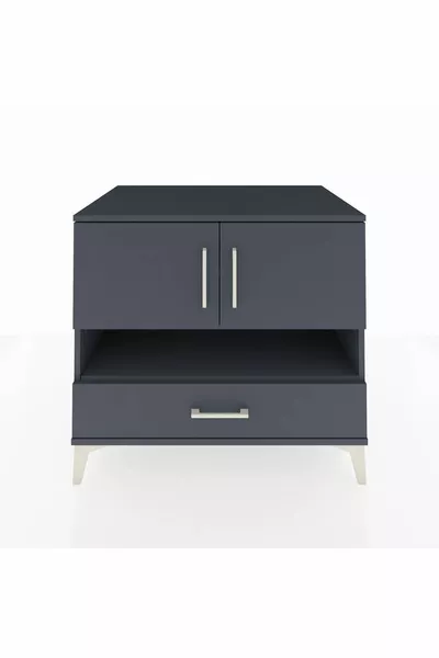 خزانة كرونوس بثلاثة أرفف ودرج واحد وغطائين أنثراسيت-أنثراسيت